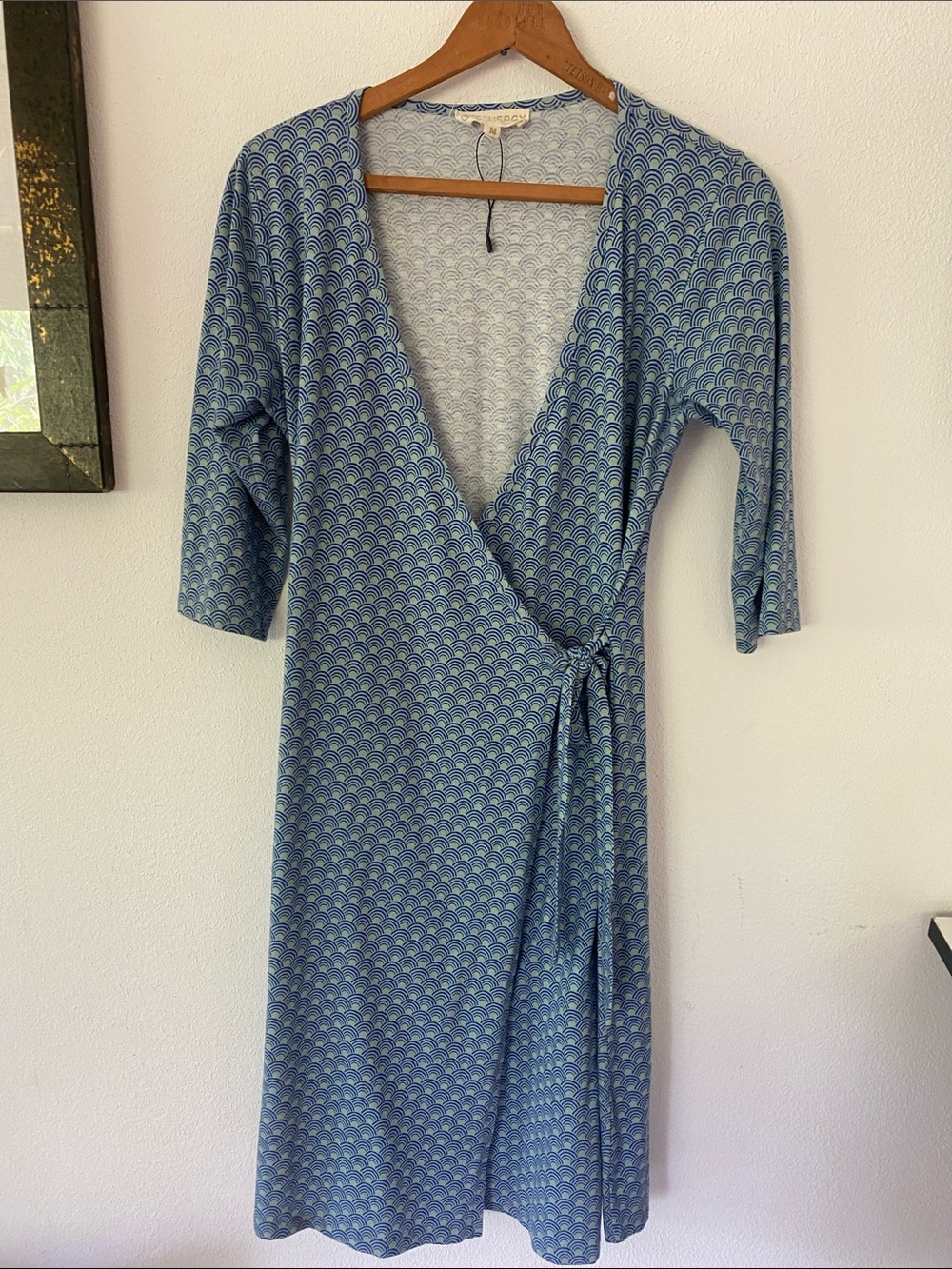 Synergy Blue Patterned Wrap Dress